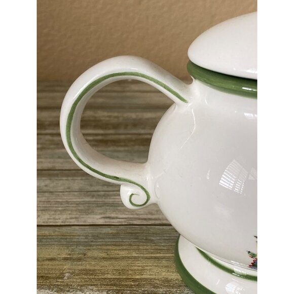 Radko Traditions Christmas Tree Sugar Bowl w/ Lid Green Trim 2000s - Picture 3 of 12